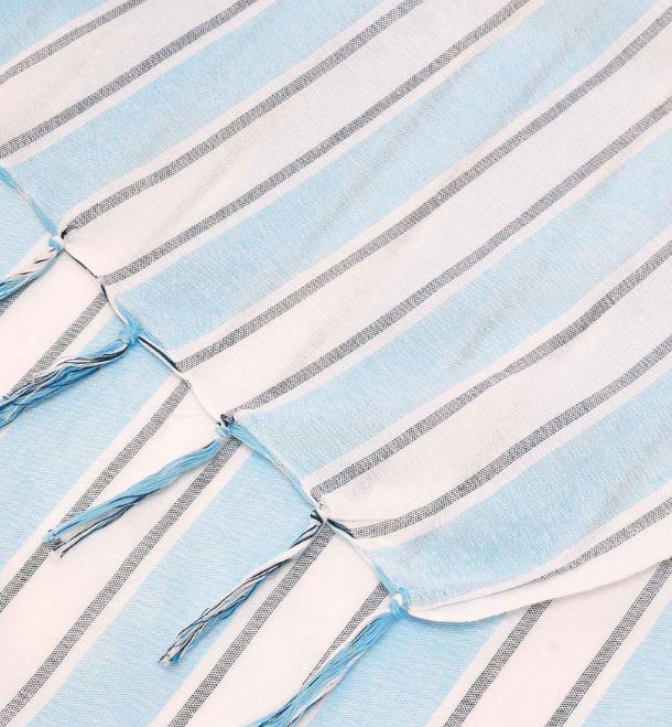 Telo mare Foutas Lighta righe azzurre e bianche con logo ricamato