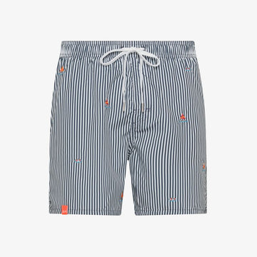 Shorts mare a righe con ricami