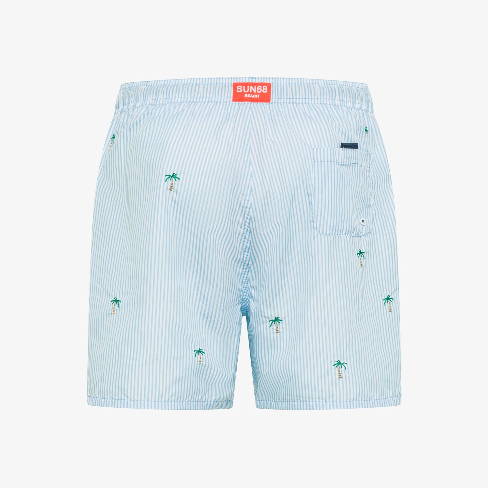 Shorts mare a righe con ricami