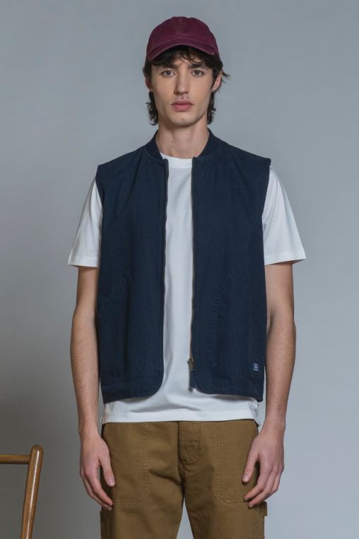 TERRY GILET ZIP COTTON SLUB