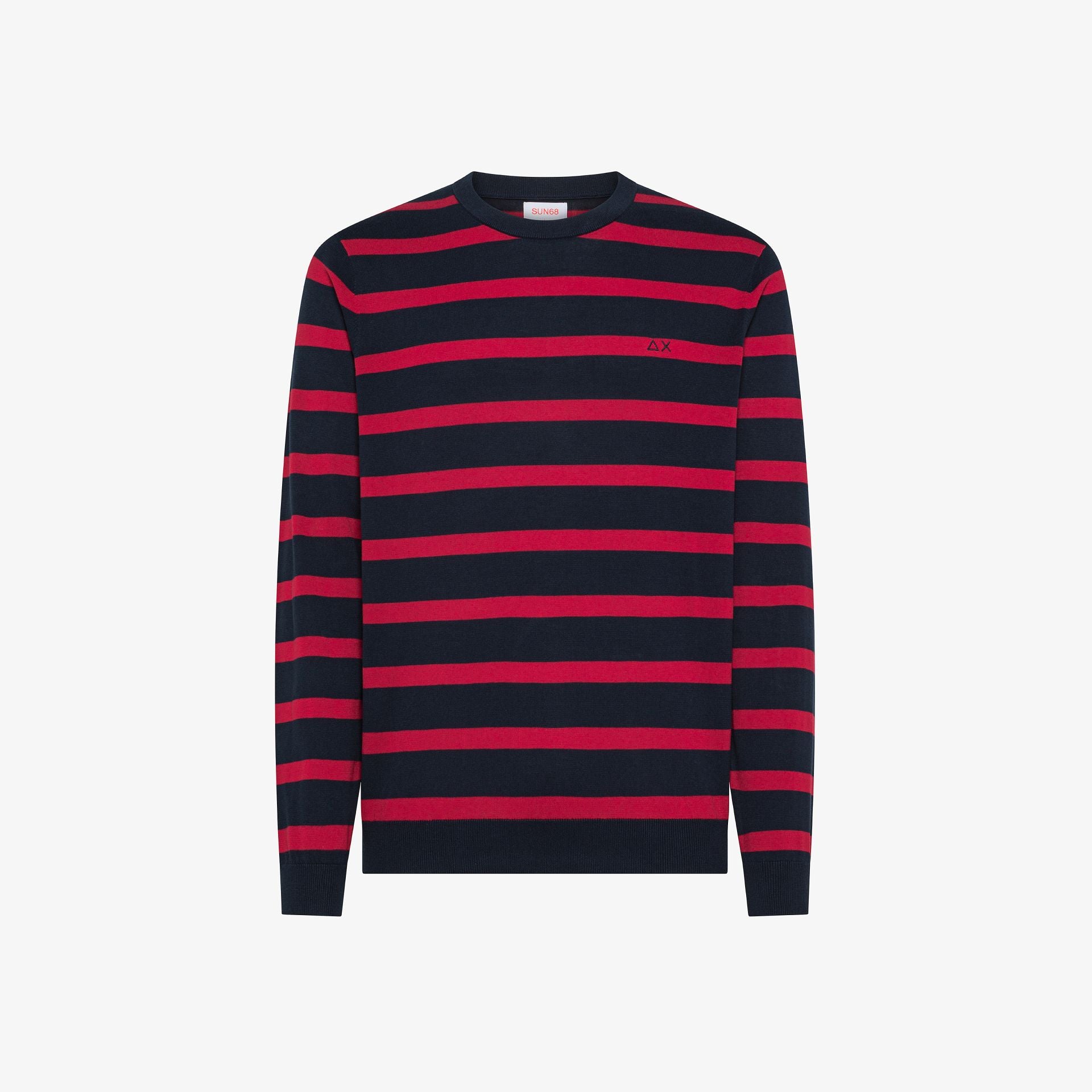 Maglia in cotone a righe blu navy/rosso
