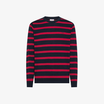 Maglia in cotone a righe blu navy/rosso