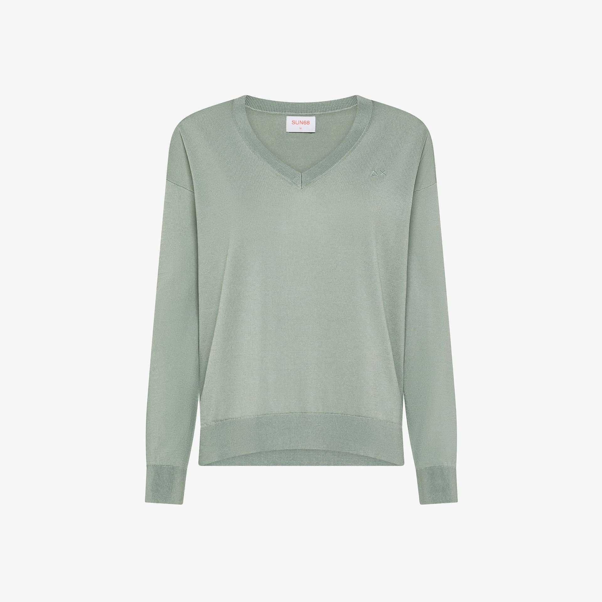 Maglia con scollo a V verde muschio