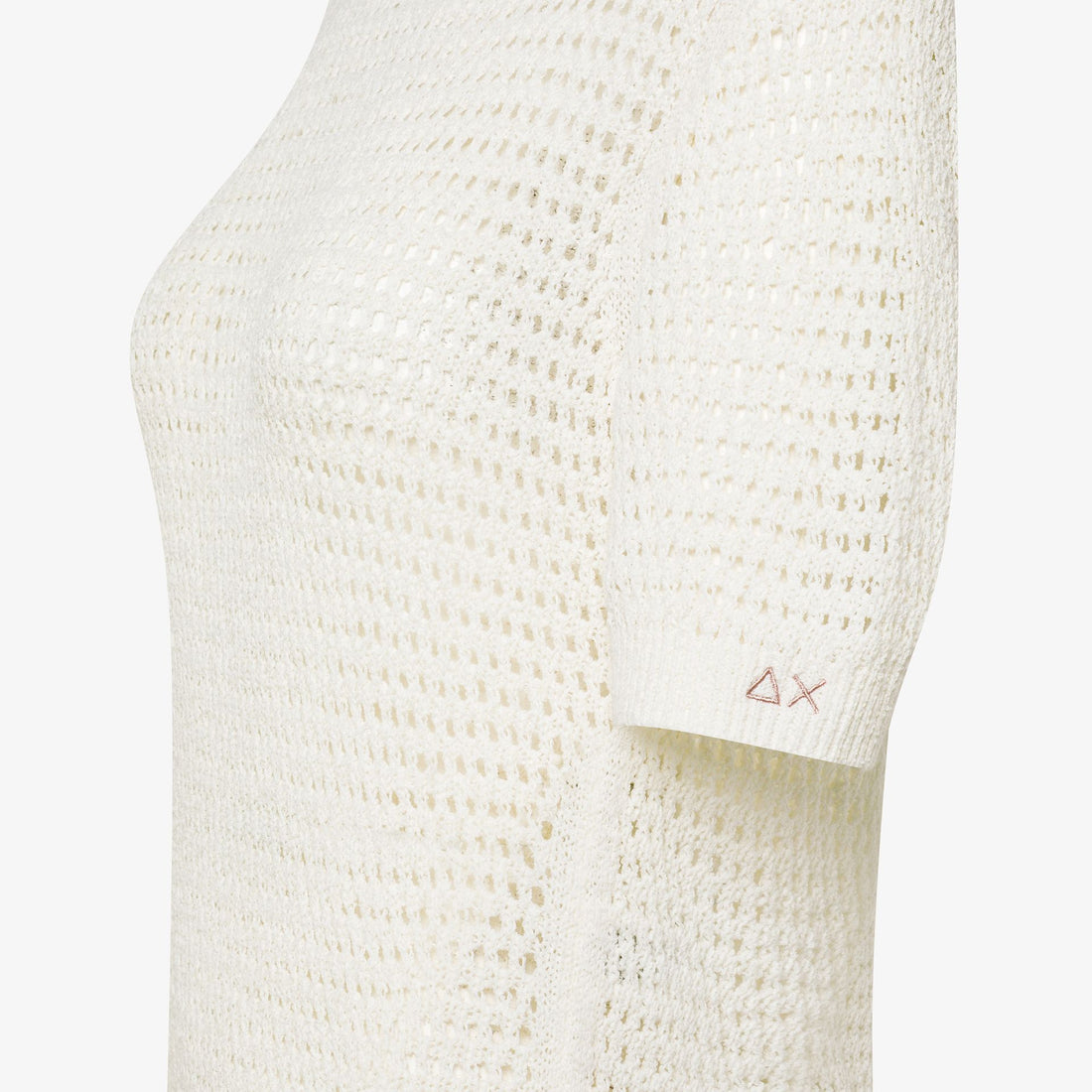 T-shirt in maglia di cotone traforata