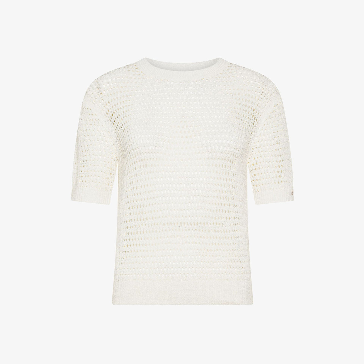 T-shirt in maglia di cotone traforata