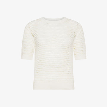 T-shirt in maglia di cotone traforata