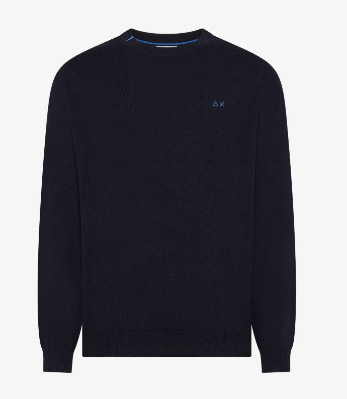 Maglia girocollo in cotone e lana