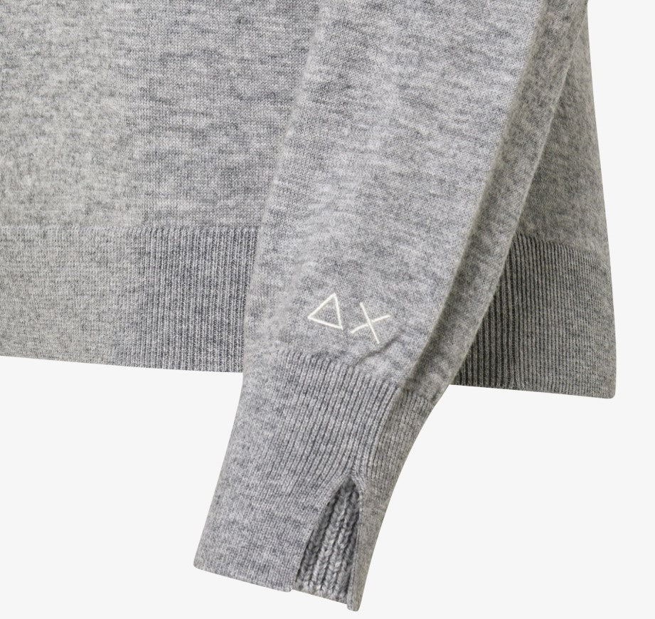 Maglia girocollo in lana e cotone