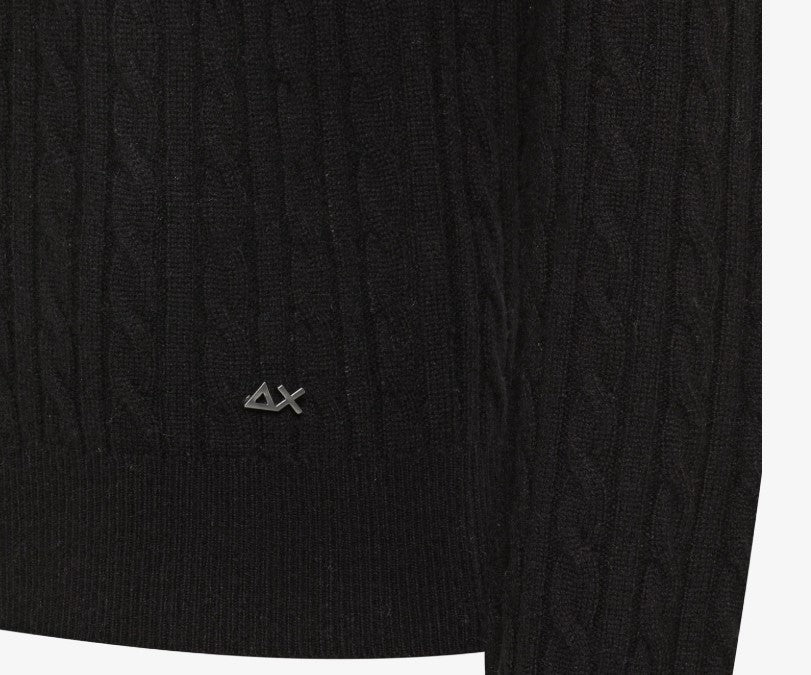 Cardigan in lana e cashmere a trecce