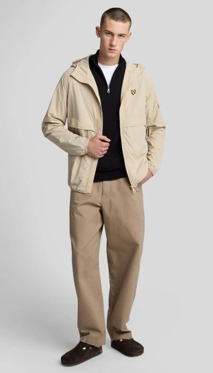 Maglione in cotone e lana merino con zip a 1/4