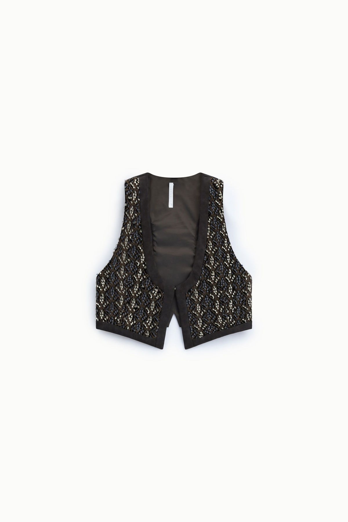 Gilet senza maniche con ricamo geometrico