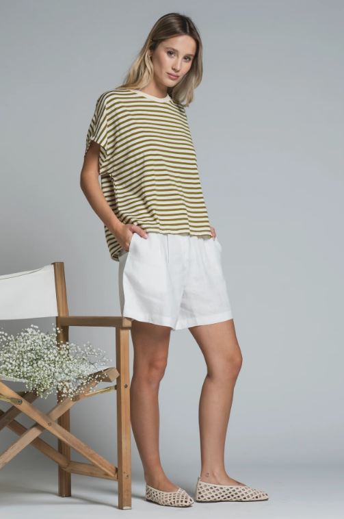 LENA CHINO SHORT PANTS IN 100% LINEN