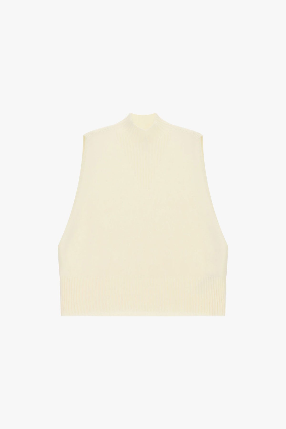 Maglia smanicata con collo alto lavorato