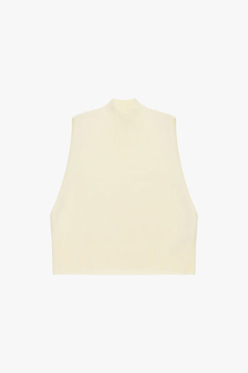 Maglia smanicata con collo alto lavorato