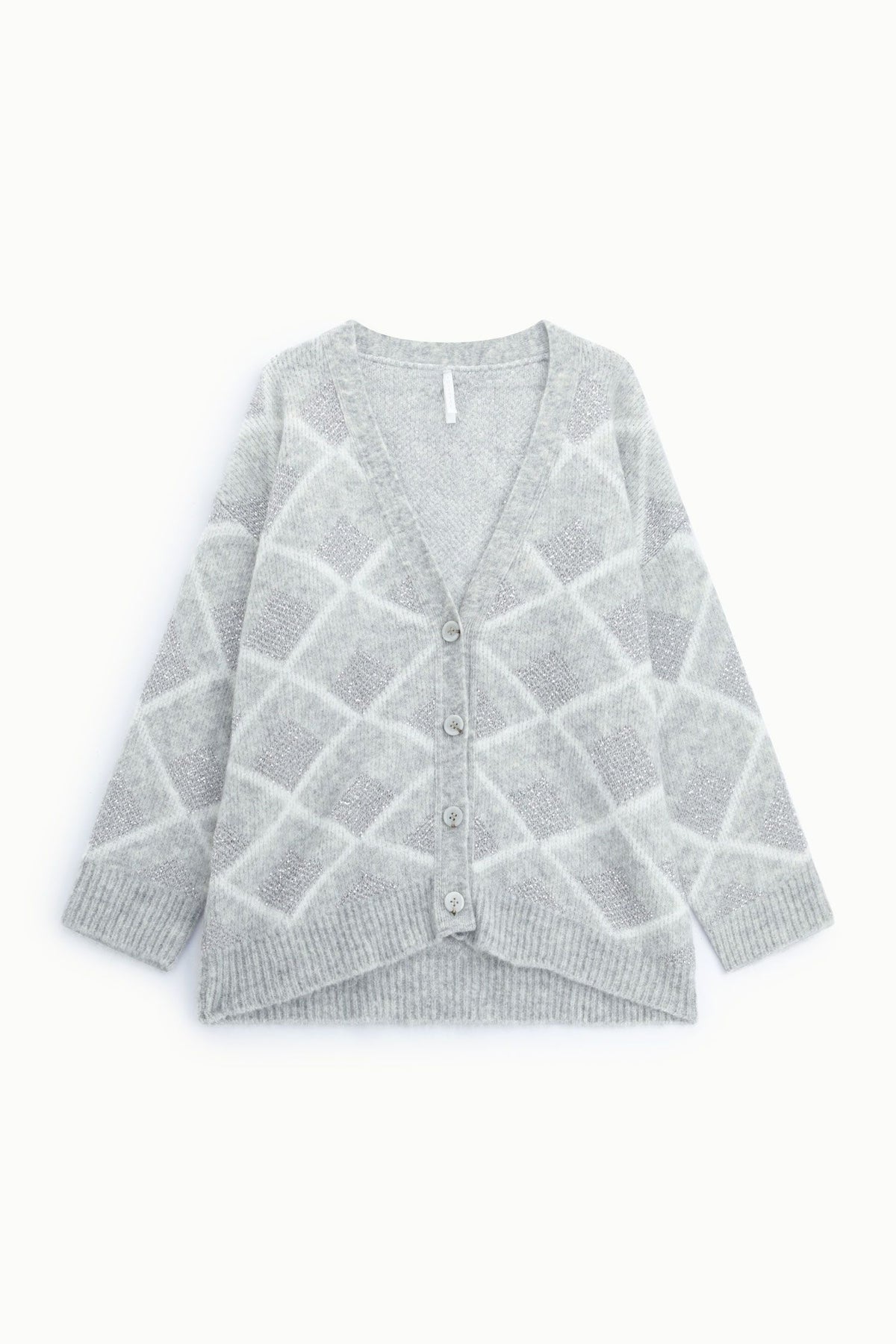 Cardigan con bottoni motivo geometrico v