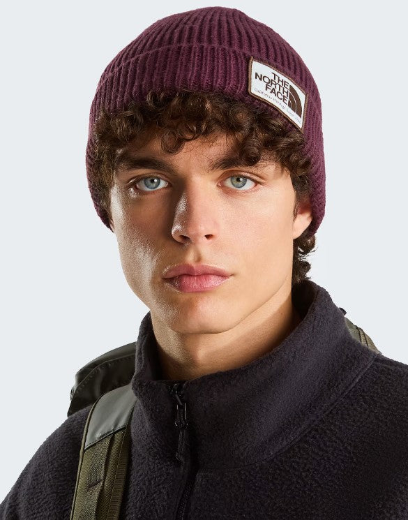Berretto con risvolto e logo box TNF