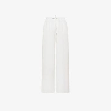 Pantaloni wide leg in misto lino