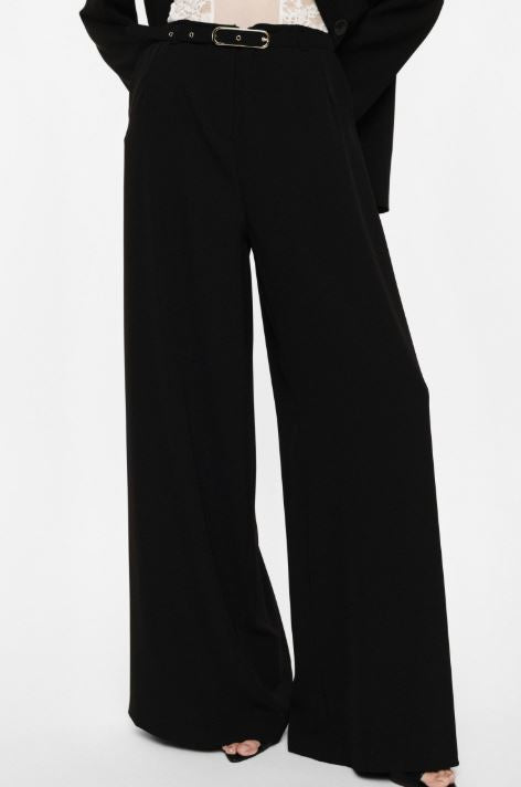 Pantaloni palazzo a vita alta con cintura