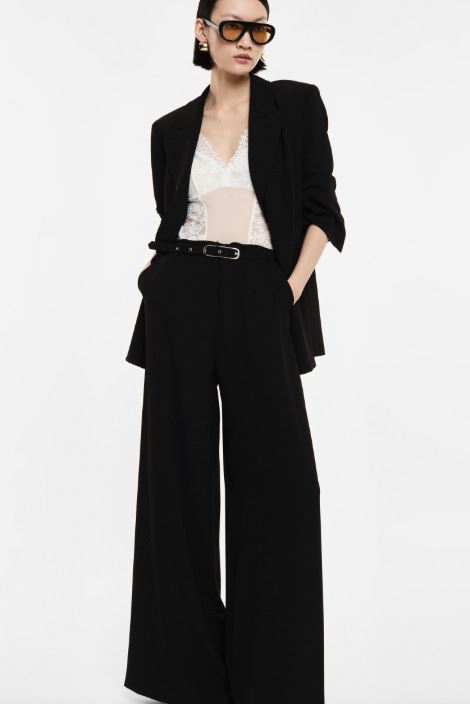 Pantaloni palazzo a vita alta con cintura