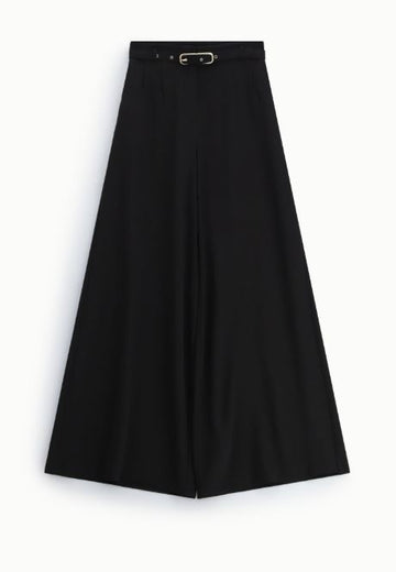 Pantaloni palazzo a vita alta con cintura