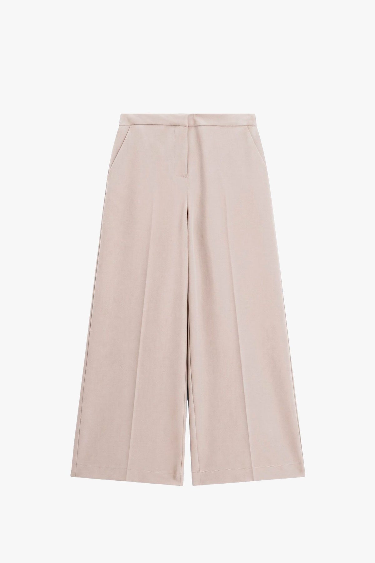 Pantaloni palazzo a vita alta con piega frontale