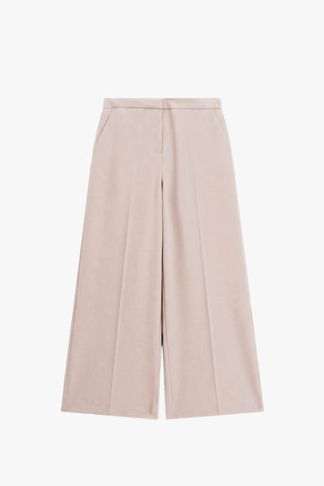 Pantaloni palazzo a vita alta con piega frontale