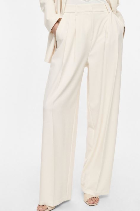 Pantaloni palazzo a vita alta con pinces
