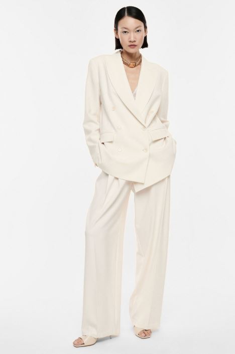 Pantaloni palazzo a vita alta con pinces