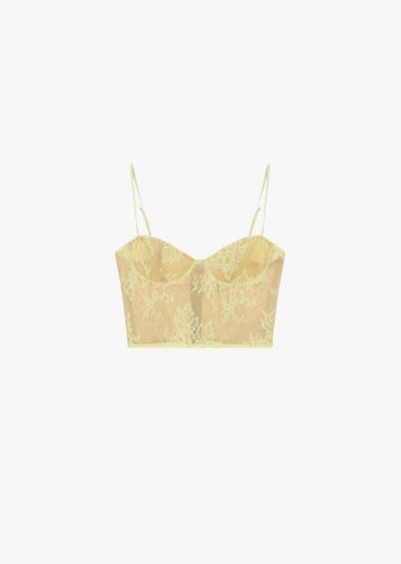 Top cropped con spalline e ricamo floreale