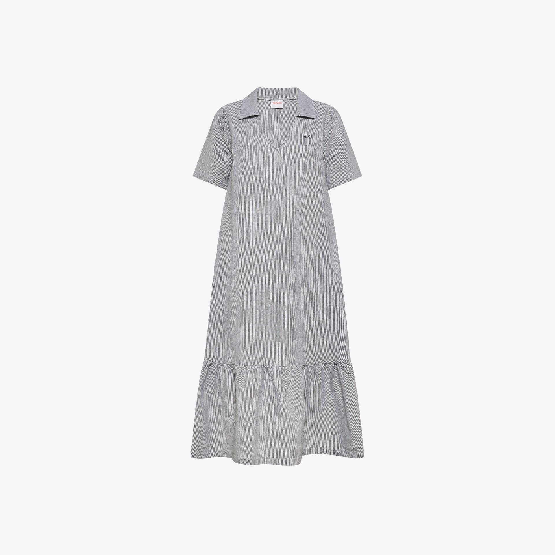 Abito midi in misto lino a righe