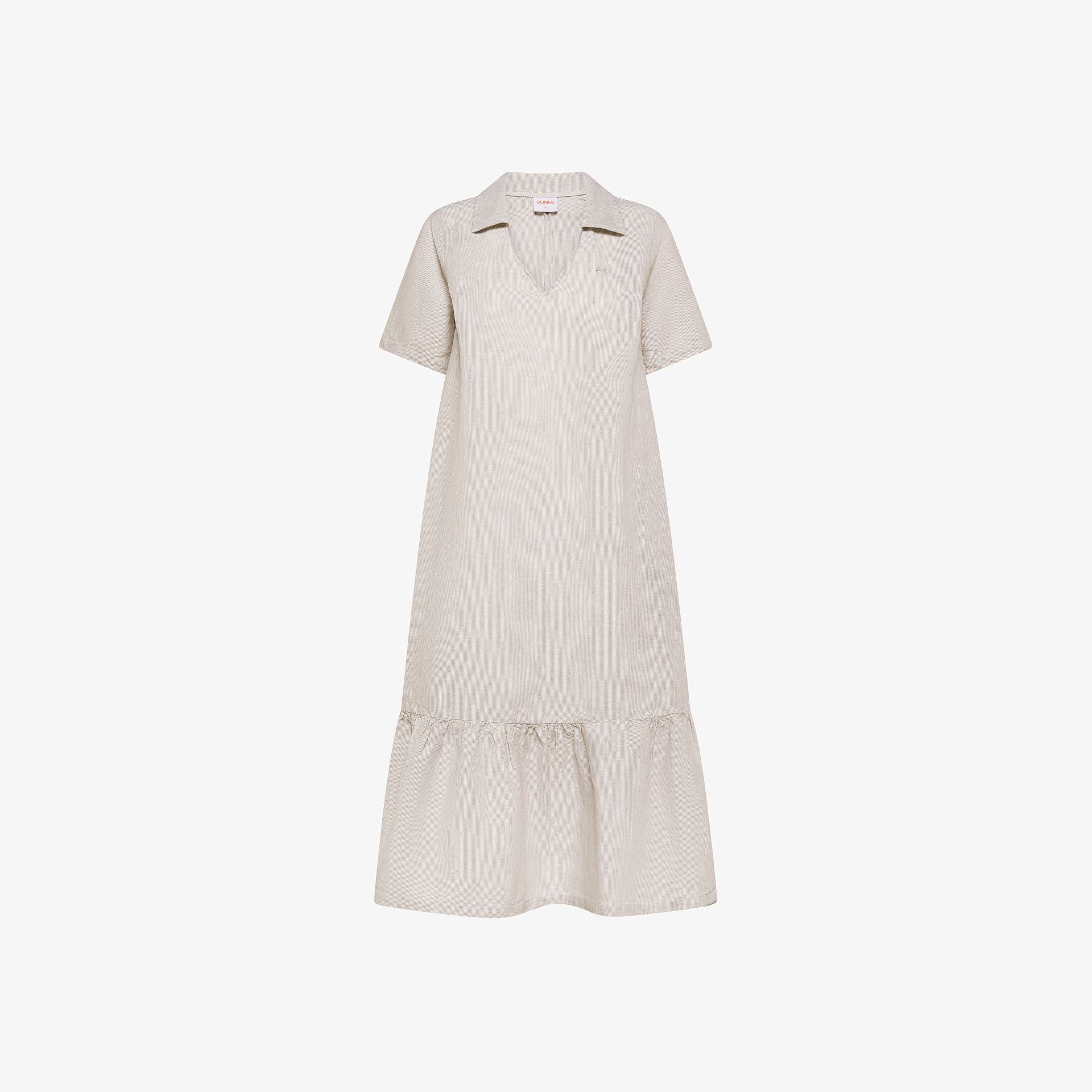 Abito midi in misto lino a righe