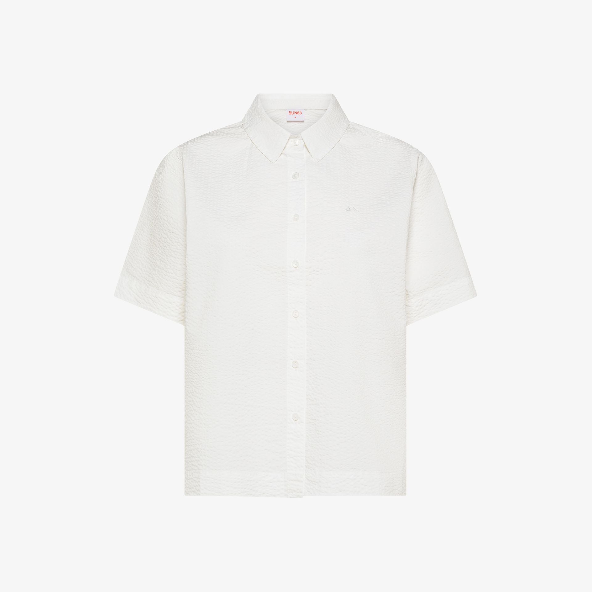 Camicia maniche corte in cotone seersucker