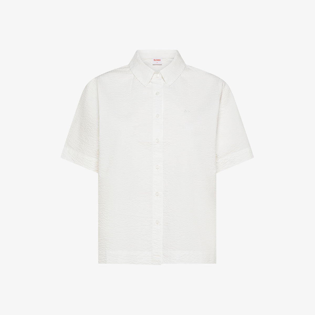 Camicia maniche corte in cotone seersucker