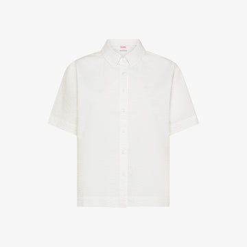 Camicia maniche corte in cotone seersucker