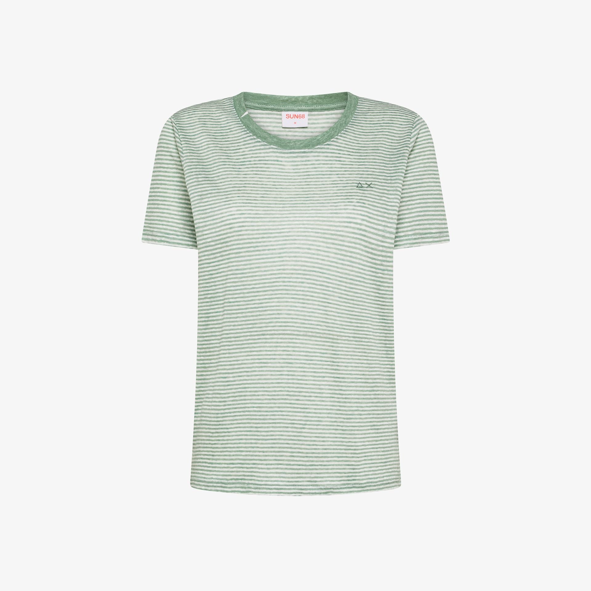 T-shirt in jersey di lino a righe