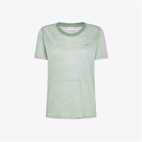 T-shirt in jersey di lino a righe