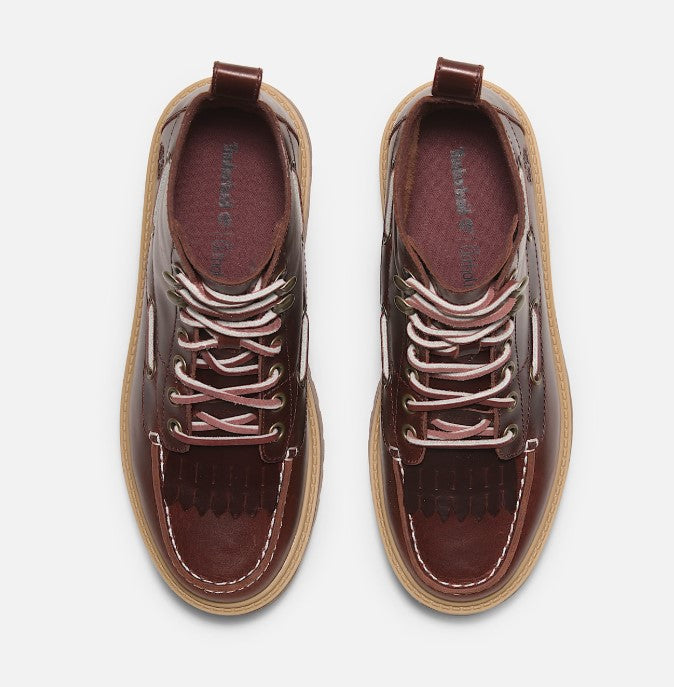 Stivale Sfrangiato con Plateau Stone Street da Donna in bordeaux