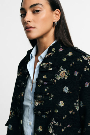 Giacca camicia cropped fantasia floreale bottoni