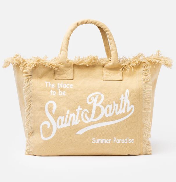 Borsa a spalla Vanity in canvas di cotone beige MC2