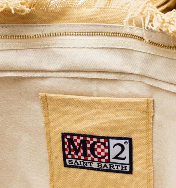 Borsa a spalla Vanity in canvas di cotone beige MC2