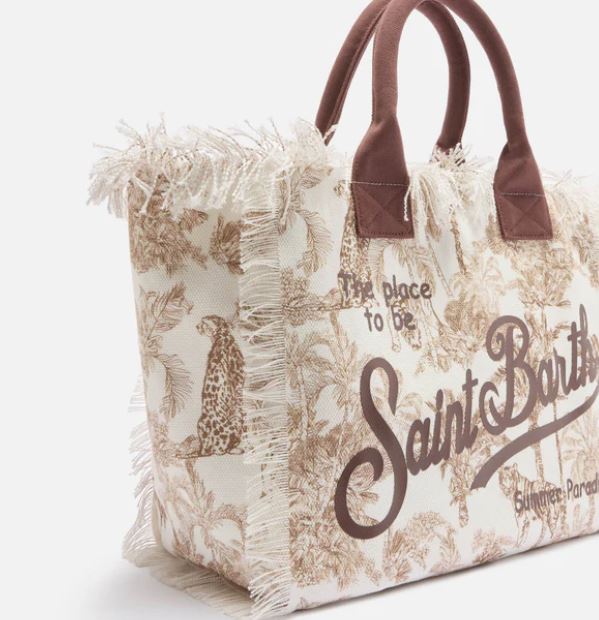 Borsa Vanity regular in canvas con stampa toile de Jouy marrone