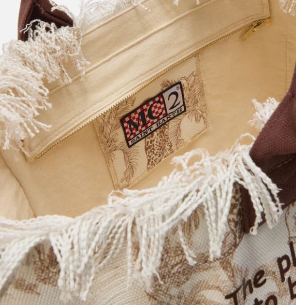 Borsa Vanity regular in canvas con stampa toile de Jouy marrone