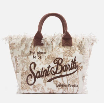 Borsa Vanity regular in canvas con stampa toile de Jouy marrone