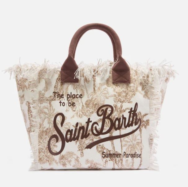 Borsa Vanity regular in canvas con stampa toile de Jouy marrone