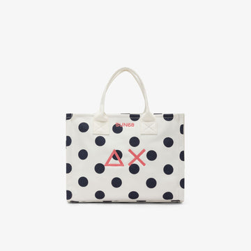 Shopping bag in tela di cotone stampato pois Sun68