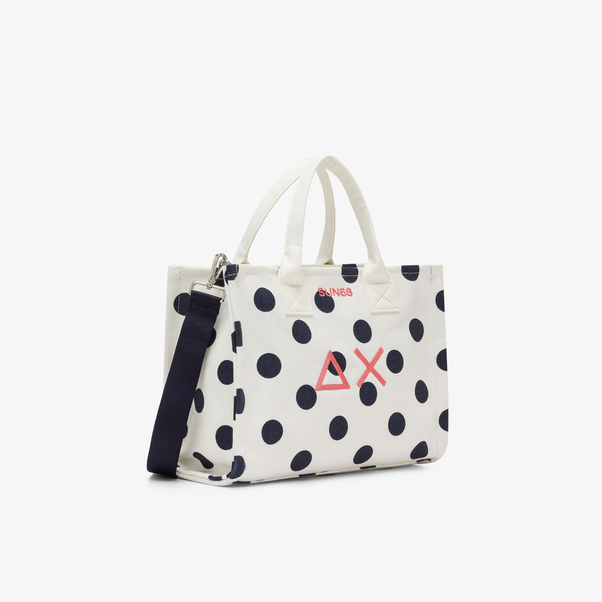 Shopping bag in tela di cotone stampato pois Sun68