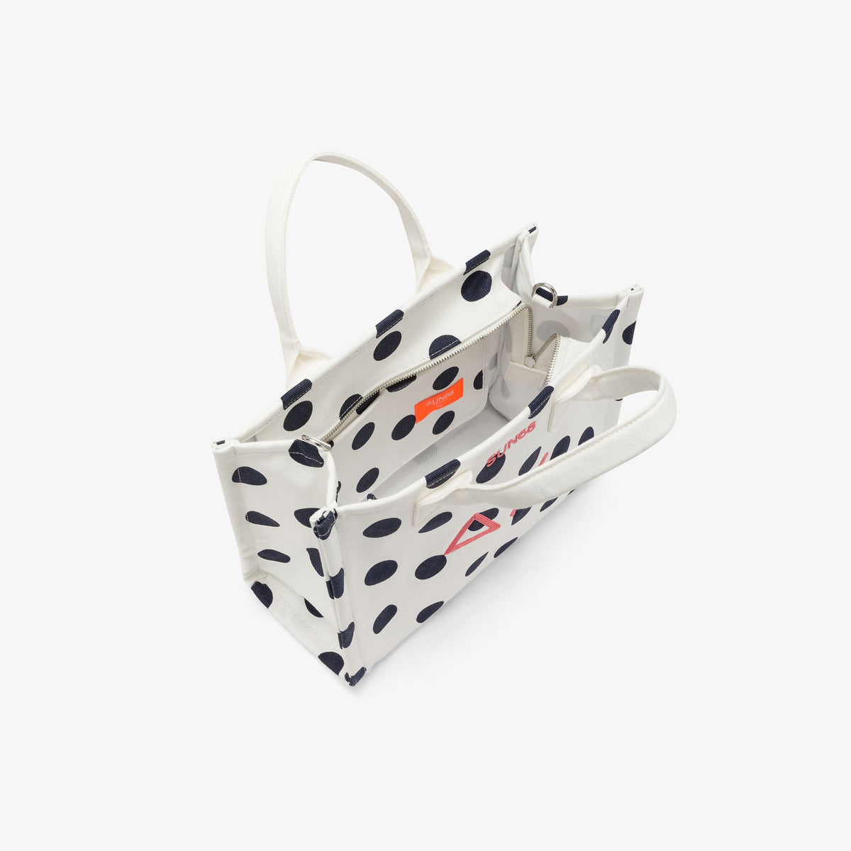 Shopping bag in tela di cotone stampato pois Sun68