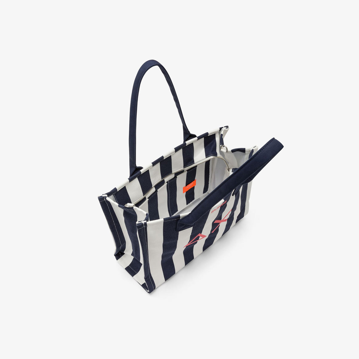 Shopping bag in tela di cotone stampato righe Sun68