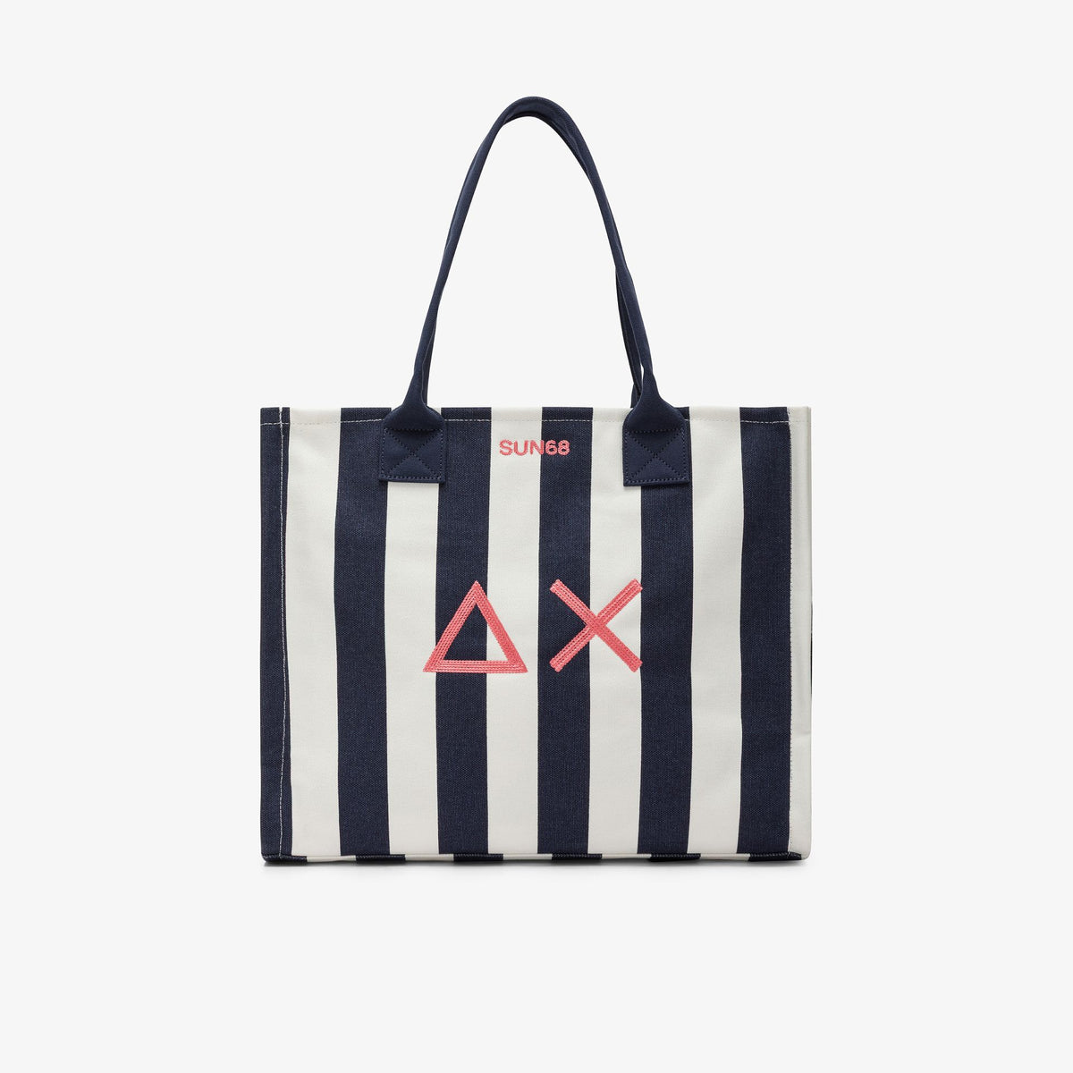 Shopping bag in tela di cotone stampato righe Sun68