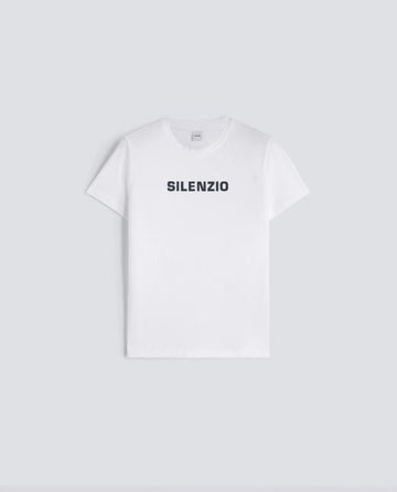 TSHIRT IN JERSEY DI COTONE CON STAMPA "SILENZIO"